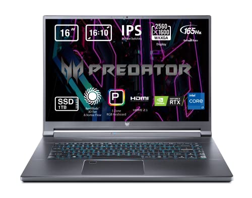 Predator Triton 500 SE PT516-51s-76N7 - Ordenador Portátil Gaming 16" HD 4K - 165 Hz (Intel Core i7-11800H, 16GB RAM, 1TB SSD, NVIDIA GeForce RTX 3070-8GB, Sin SO) Color Gris - Teclado QWERTY Español