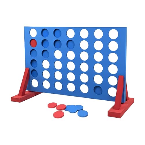 Relaxdays Juego Gigante de Cuatro en Fila para Exterior, Espuma EVA, Azul y Rojo, 49x73x33 cm
