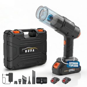 Nova – Aspirador Coche Potente – Soplador de Aire Potente y Aspirador de Mano con 19000PA 7 en 1 – Aspiradora Portatil de Motor sin Escobillas con Maletin para Oficina, Coche y Hogar.