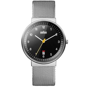 Braun BN0032BKSLMHG – Reloj análogico de cuarzo con correa de acero inoxidable para hombre, color plateado/negro