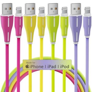 Cable de carga para iPhone, [Apple MFi Certified] 4 Pack iPhone Lightning Cable Fast Charging iPhone Charger Cord Soft Compatible con iPhone 14 13 12 11 Pro Max XR XS X 8 7 Plus, Pad
