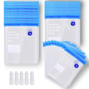 Aigostar Bolsas para Envasar al Vacío, Reutilizables, Conservación y Almacenamiento de Alimentos, Libres de BPA, 2 Pack de 60 Unidades, 3 Tamaños Distintos, Cierre Zip, Se Adaptan a Cualquier Espacio