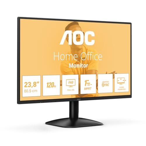 AOC 24B31H Monitor 24" FHD, WLED, 120 Hz, IPS, 1 ms MPRT, Adaptive Sync., Blue Light (1920X1080, 1x D-Sub, 1x HDMI 1.4) Negro