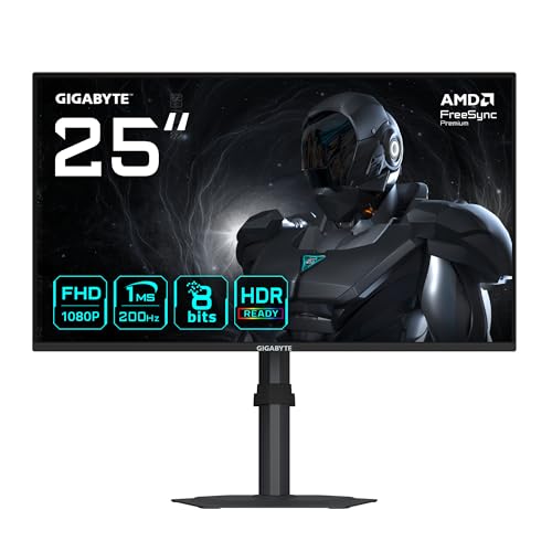 GIGABYTE G25F2 Monitor Gaming 24,5" FHD – 1920 x 1080, 200Hz, 1ms, 300 CD/m², DisplayHDR 10, HDMI 2.0, DisplayPort 1.4