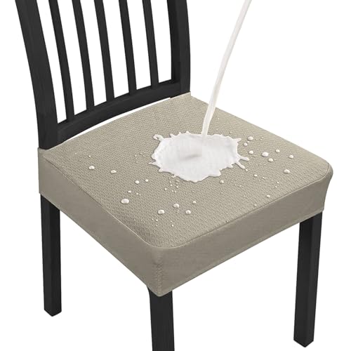 Dioxide Fundas Sillas de Comedor Impermeable Elásticas Sin Brazos,Ajustables y Lavables Funda Silla Jacquard Universales para Hogar,Restaurante,Fácil de Instalar y Limpiar Duraderas (Marrón 4PCS)