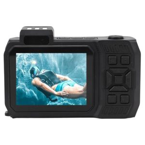 Cámara Estanca, Zoom óptico 10x, Cámara Subacuática, Pantalla Dual, 4K, 65MP, Batería 2500mAh, Enfoque Automático para Buceo (Orange)