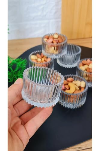 Juego de 6 cuencos para salsas – De vidrio o bambú – Mini cuencos para ketchup, mayonesa, salsas, aderezos, mermelada, miel, mantequilla, aperitivos, frutos secos, entrantes y postres – Cuencos