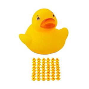 Relaxdays Set de 48 patitos para baño, Pato de Goma para la bañera, Amarillo
