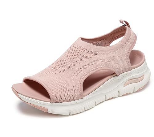 Skechers Arch Fit City Catch Mujer Sandali, Blush Knit, 39 EU
