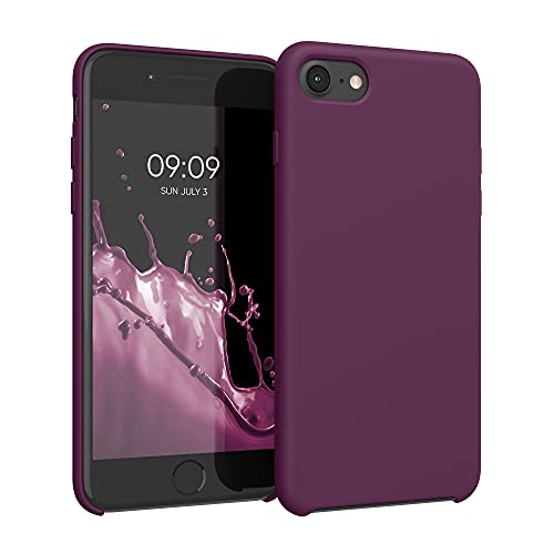kwmobile Carcasa Compatible con Apple iPhone SE (2022/2020) / 8/7 Funda - Case TPU y Silicona antigolpes - Apto Carga inalámbrica - Magenta Oscuro