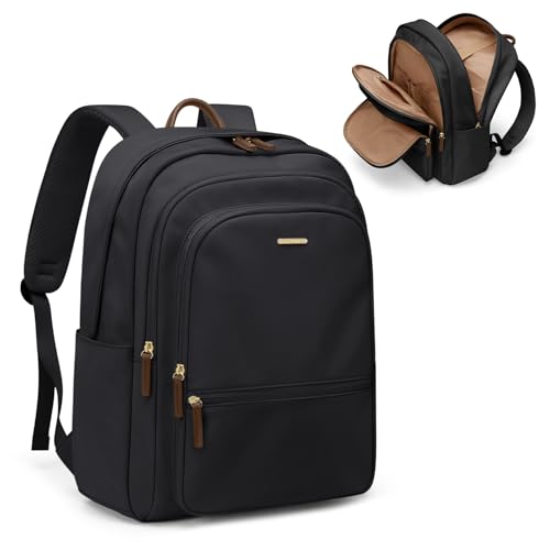 GOLF SUPAGS Grande Mochila Ordenador Portatil de 15.6 Pulgadas, Mochila Multifuncional de Viaje con Compartimento para Portátil, Mochila Escolares Trabajo para Mujer (Negro)