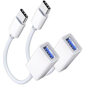 Adaptador USB C a USB 3.0 [2 unidades], USB C macho a USB hembra, cable OTG Thunderbolt3 a adaptador USB compatible con MacBook Pro/Air, iPhone 16 Pro Max/16 Plus/16/15, Galaxy S24/S23/S22/S21