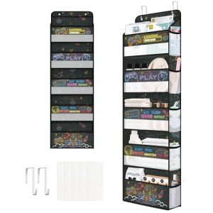 Clastyle Organizador Colgante Puerta Niño Hombre Juego Almacenamiento Colgante para Pañales Ropa Juguetes Almacenaje Colgante para Dormitorio Baño Camping, Fluorescencia, 5 Bolsillos