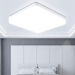 YICALE Plafon LED Techo,40W Lampara Techo LED Cuadrado 6500K Blanco Frío Luz Techo Modernos,Ultrafino Plafones de Techo para Baño Pasillo Balcón Cocina Dormitorio,Ø23CM