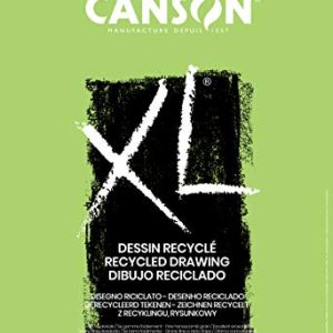 Canson XL, Papel de dibujo reciclado, Grano atenuado Fino, 160g, Espiralados sobre el lado corto, A3-29,7x42cm, Blanco, 50 Hojas