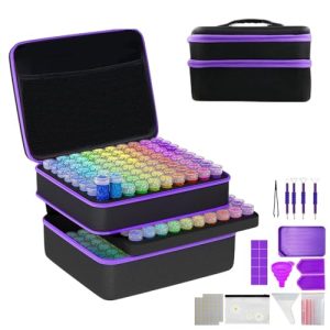 NEWFUN Diamond Painting Kit, Caja de Almacenaje Para Pintura de Diamantes, 240 Piezas Cajas de Accesorios para Pintura de Diamantes con Embudo de Estuche