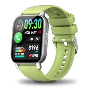 WeurGhy Reloj Inteligente Hombre Mujer,1.85″ HD Smartwatch,112+ Modos Deportivos Pulsera Actividad Oxígeno en Sangre/Cardíaca/Dormirmonitor, Impermeable IP68 Smart Watch Compatible iOS Android, Verde