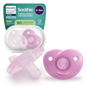 Philips Avent Soothie chupetes: diseño de silicona de una pieza, para recién nacidos, tetina flexible que reduce la presión entre los dientes y la boca, sin BPA, paquete de 2, SCF099/27