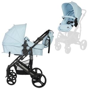 TORAL Carrito Bebe 2 en 1 – Cochecito Bebe Convertible y Versátil con Accesorios, Carro Bebe 2 Piezas, Elegante y Práctico Coche para Bebé, Ideal para Viajes y Paseos Urbanos. Modelo Corinto Azul