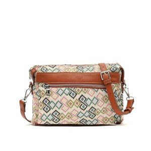 MISAKO Saorla bolso bandolera pequeño con estampado jacquard ED. Mujer – Saorla Beige 19x26x6 cm