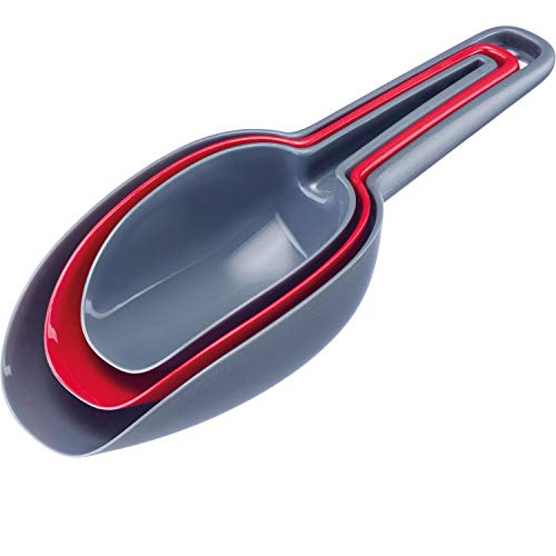 Westmark Set de 3 Palas para hornear/Pesar/Llenar, Capacidad: 50/100/150 ml,Se pueden encajar una encima de la otra, Plástico, Sin BPA, Trionale, Antracita / Rojo, 90902270