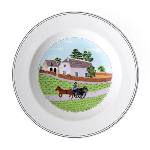 Villeroy & Boch Design Naif Plato Hondo Agricultor de Diseño Clásico con Alegre decoración, Porcelana, Verde, 21 cm