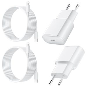 25W Cargador para iPhone Carga Rapida, Paquete de 2 Cagador USB C PD 3.0 y Cable Lightning de 2 M para iPhone 14/13/12/11/Pro/Pro MAX/iPad 5/6/7/8/9/Mini 2/3/4/5