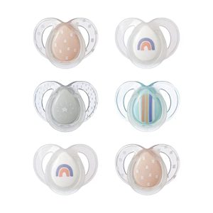 Tommee Tippee Chupete Nighttime, 6-18 meses, pack de 6 chupetes que brillan en la oscuridad con esterilizador reutilizable