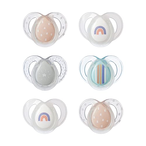 Tommee Tippee Chupete Nighttime, 6-18 meses, pack de 6 chupetes que brillan en la oscuridad con esterilizador reutilizable
