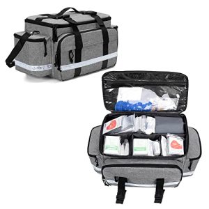 Damero Bolsa de Suministros médicos, Bolsa de Primeros Auxilios con divisores Desmontables y Hebillas Superiores, Ideal para traumatismos, Salud en el hogar, Enfermeras,Gris