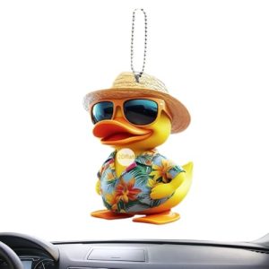 Retalla de Adornos de Espejo, Adornos para automóviles | Ornamento HANGABLE DE COCHO 2D ​​Acrílico Amarillo Duck | Colgante de Animal para Mochila de Mochila para Hombres