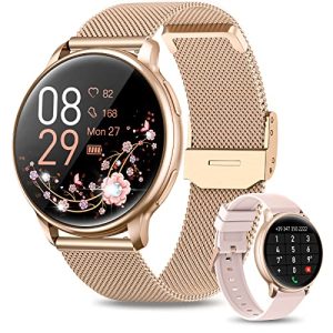 RUXINGX 2023 Reloj Inteligente Mujer Llamadas Bluetooth 5.1/Marcación, Smartwatch Mujer 1.32″ con Pulsómetro, SpO2, Seguimiento del Menstrual, Monitor Sueño, Whatsapp Notificaciones Android iOS Oro