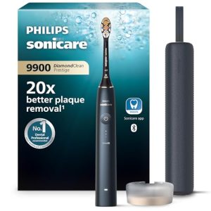Philips Sonicare DiamondClean Prestige 9900: cepillo dental eléctrico sónico con un cabezal de cepillado Premium All-in-One A3 y estuche de carga en color azul noche modelo HX9992/12