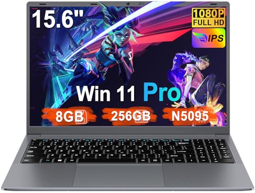 Ordenador Portátil 15,6 Pulgadas Celeron N5095 2,9 GHz Win11 Pro 8GB 256GB SSD Expansión 1TB 5G WiFi 1920x1080 FHD BT4.2 HDMl USB 3.0 Portatil con Ratón Inalámbrico y Teclado Español Membrana - Gris-1