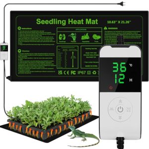WADEO Estera calefactora para Plantas Grandes, Estera térmica con termostato de 5°C a 45°C, Estera térmica para Invernadero, Impermeable con función de Temporizador, para germinación de plántulas