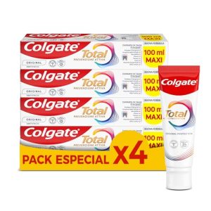 Colgate Total Prevención Activa – Pasta de Dientes Pack 4 x 100ml – Ayuda con Problemas de Encías, Placa, Sarro, Sensibilidad, Erosión del Esmalte, Manchas Superficiales, Mal Aliento y Caries