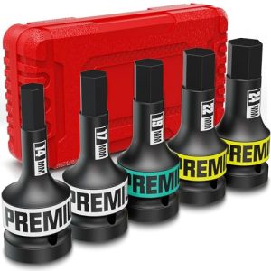 Aurlloct Juego de Llaves Hexagonal de Impacto 3/4″, 5 Piezas Punta Hexagonale Impacto, 14 mm – 24 mm Llaves Allen de Impacto, para Bricolaje Hogar Coche ReparacióN de Herramientas