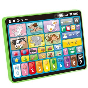 hahaland Tablet para Niños 1 2 años – Musical Panel Educativo Que enseñan Animales, Letras, Números – Tablet Infantil Juguetes Interactivos para niños 2 años – Versión 5 Idiomas