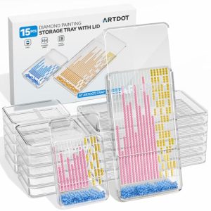 ARTDOT 2-EN-1 Kits de bandejas de diamond painting adultos con tapa,accesorios y herramientas de pintura de diamante apilabless, 15 piezas