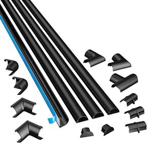 D-Line Mini 3015KIT002, Canaletas adhesivas de PVC para cables, Multipack de 4 piezas (30×15 mm) de 1 metro de longitud en color negro, Solución para organizar, proteger y cubrir cables