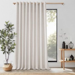 MRTREES Lindas Cortinas de Salon Lino Natural Rusticas 1 Pieza 300×240 CM Ultra Ancho Cortina Dormitorio Juvenil Translucidas Visillo con Ojales Decoración de Ventana Habitacion Comedor