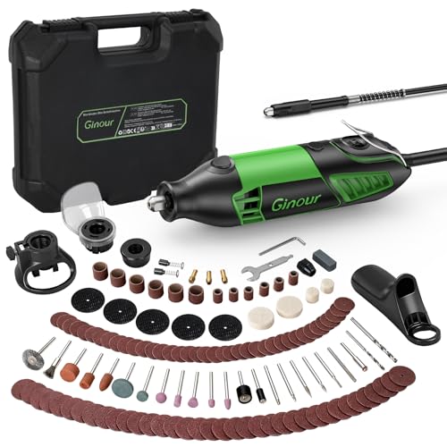 Ginour Mini Amoladora 200W Multiherramienta Eléctrica Herramienta Rotativa Multifuncional 135 Accesorios 6 Velocidad Variable 8000-35000 RPM