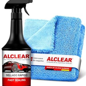 ALCLEAR 71100SV Sellador rápido de pintura, 1 litro, incluye paño de microfibra para pulir el coche, para el cuidado del coche, motocicleta y bicicleta
