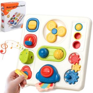 Juguetes Niños 1 Año, Juguetes Montessori 1 Años Juguete Bebe 1 Año con Sonido Luces Cohete llave Juegos 8 IN 1 Sensorial Busy Board Juguete Niña Niño 1 año Regalo Bebe 1 2 Años Regalos Navidad