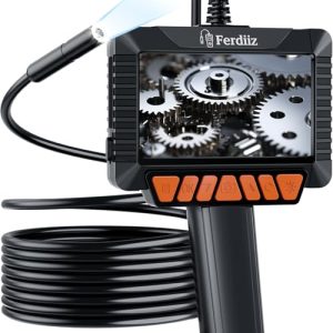 Ferdiiz Endoscopio Camara de Inspeccion 1920P HD con Luz, Zoom 3X Camara Inspeccion Tuberias con Pantalla de 4,3 Pulgadas, IP67, 8 LEDs Ajustables, Cable Semirrígido 5M para Automóvil/Fontanería/Hogar