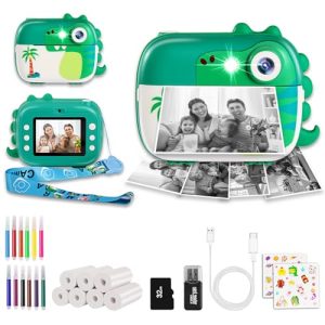 ARNSSIEN Camara Fotos Infantil Instantanea con 7 Rollos de Papel, Camara Fotos Infantil con Video HD de 3 a 12 Años, Tarjeta 32 GB, Regalo cumpleaños Navidad para niñas y niños, M3