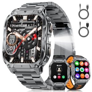BENYAR SMART Reloj Inteligente Hombre con Llamadas Bluetooth, 2.0″ HD Militar Smartwatch con 1000 Batería, LED Linterna, Pulsómetro, Sueño,100+Modos Deporte, IP68 para Android iOS, Negro