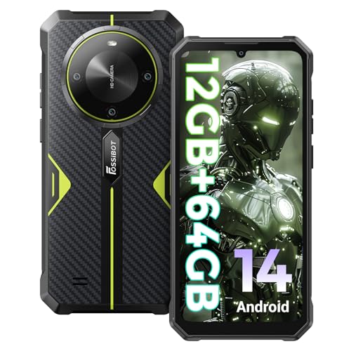 FOSSiBOT F105 Irrompible Android 14 Smartphone, 6.745 "FHD + Pantalla Impermeable Smartphone, 10300mAh irrompible teléfono móvil, 12(4+8) GB+64GB/128GB Ampliable, 20MP/4G-Dual SIM/OTG/GPS (Verde)