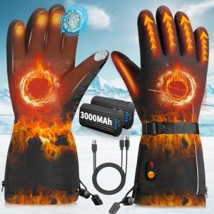 Guantes Calefactables para Mujer Hombre, guantes Calefactables Moto con Pantalla Táctil, Resistente al Agua y Antideslizante guante Calefactables con Bateria para Trabajos al Aire Libre,Esquí,Raynaud