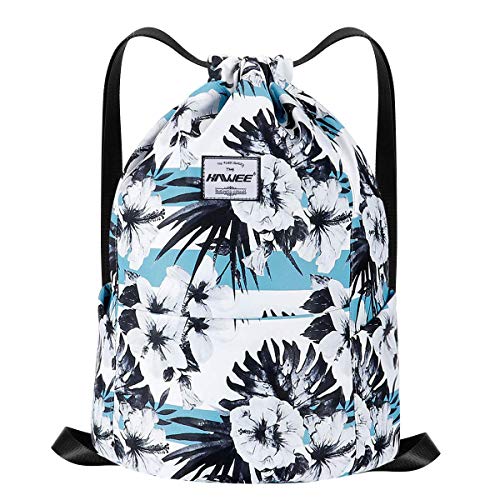 HAWEE Impermeable Casual Mochila con Cordón Grande Deporte Bolso de Gimnasia Mochila de Cuerda Unisex para Mujer Hombre Vida Cotidiana Aire Libre Yoga Escuela Playa Nadar